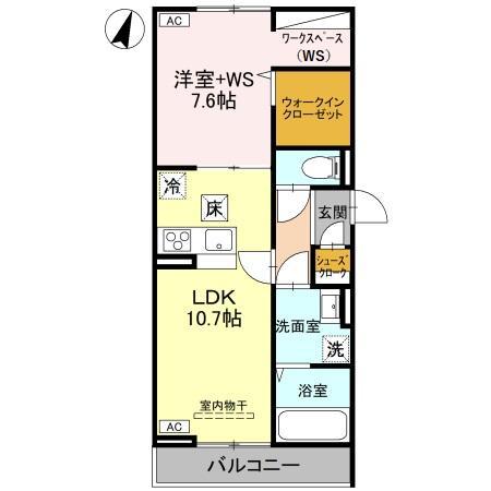 アドラブール A棟(1LDK/3階)の間取り写真