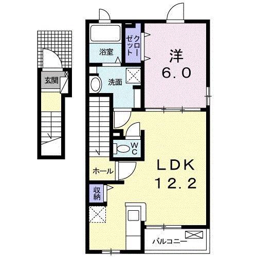 イースト223(1LDK/2階)の間取り写真