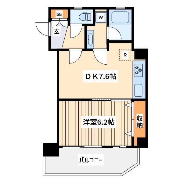 サンアリーナ二子新地デュオ(1DK/4階)の間取り写真