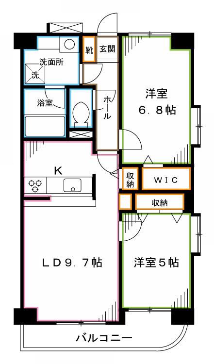 ドエル新都(2LDK/4階)の間取り写真