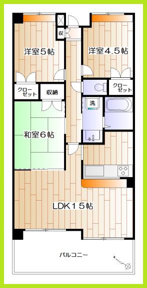 中央林間クラロII(3LDK/1階)の間取り写真