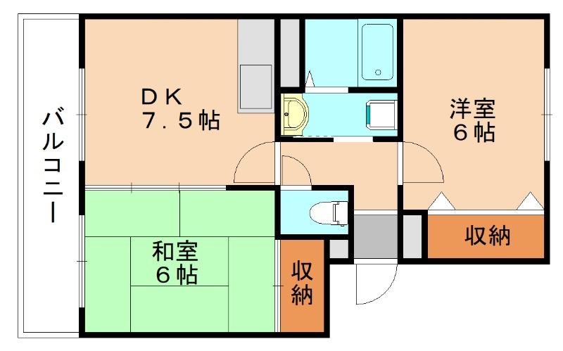 アゲル花見(2DK/1階)の間取り写真