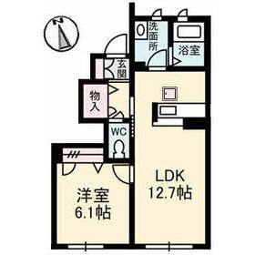 セレーナA棟(1LDK/1階)の間取り写真