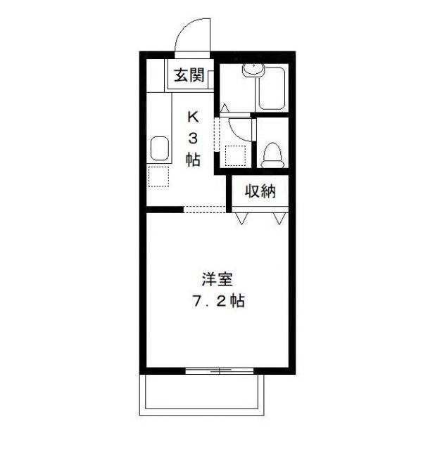EーVILLA イーヴィラ(1K/2階)の間取り写真