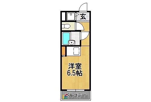 トーカン久留米駅東Ⅱキャステール(ワンルーム/6階)の間取り写真