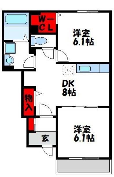 ハーベスト・KTAR(2DK/1階)の間取り写真