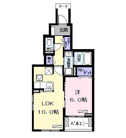 アムール(1LDK/1階)の間取り写真