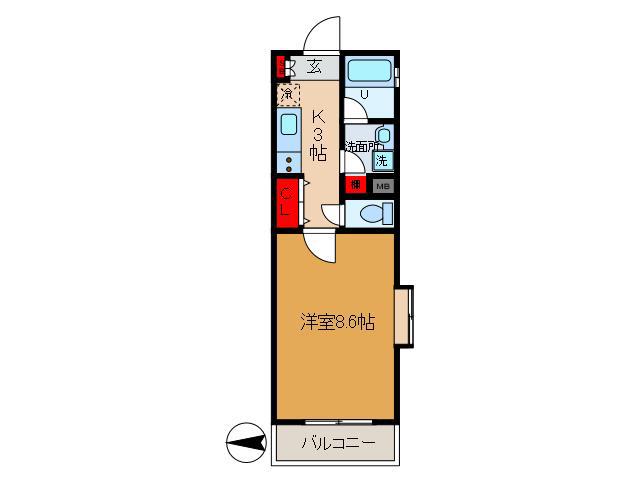 サザンクレスト綾瀬(1K/2階)の間取り写真