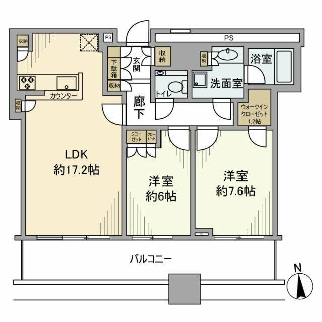 クレストプライムタワー芝(2LDK/30階)の間取り写真