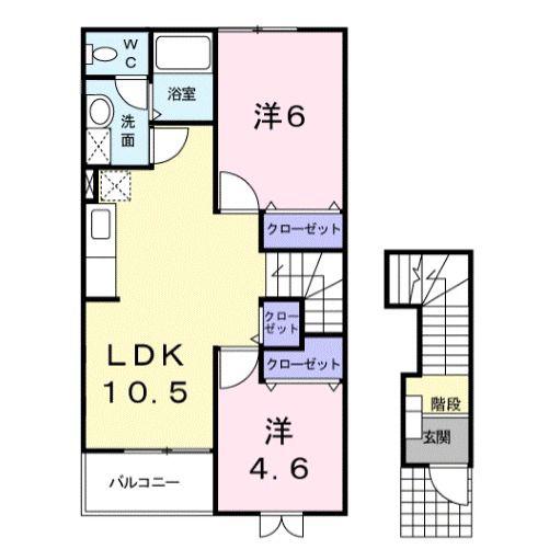 ドゥー プラトー(2LDK/2階)の間取り写真