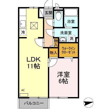 クレッセント・ガーデン(1LDK/1階)の間取り写真