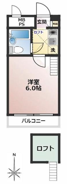 トップヒルゲート(1K/2階)の間取り写真