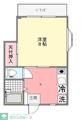 カーサ川越(1K/2階)の間取り写真