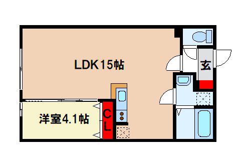 クリエール小郡(1LDK/2階)の間取り写真