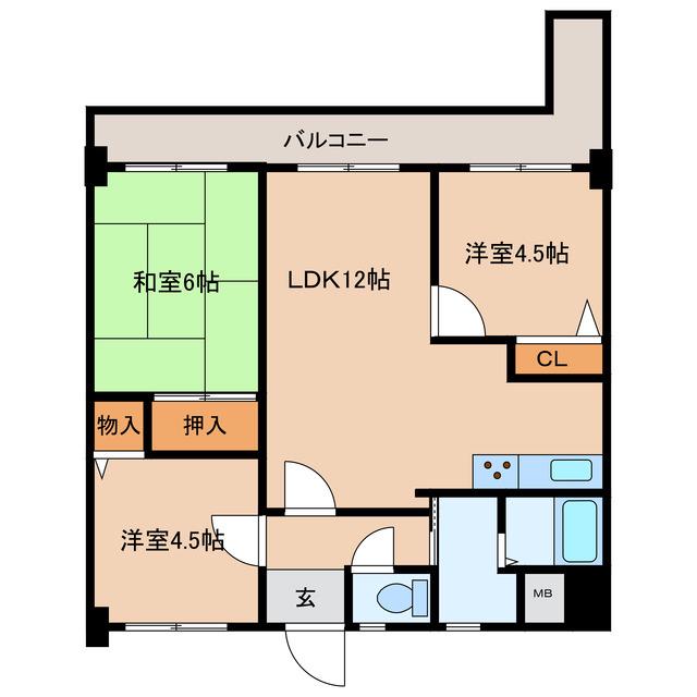 サンヴェール春日(3LDK/5階)の間取り写真