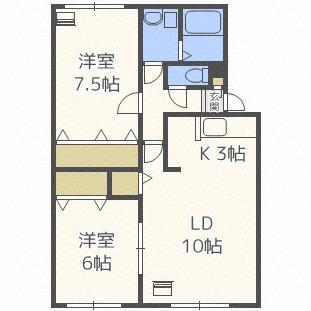 シティハウス西野(2LDK/3階)の間取り写真