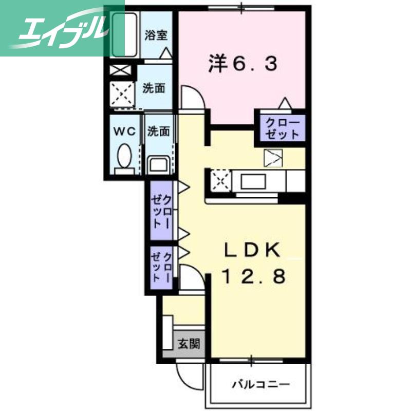 エアリーヴィラ(1LDK/1階)の間取り写真