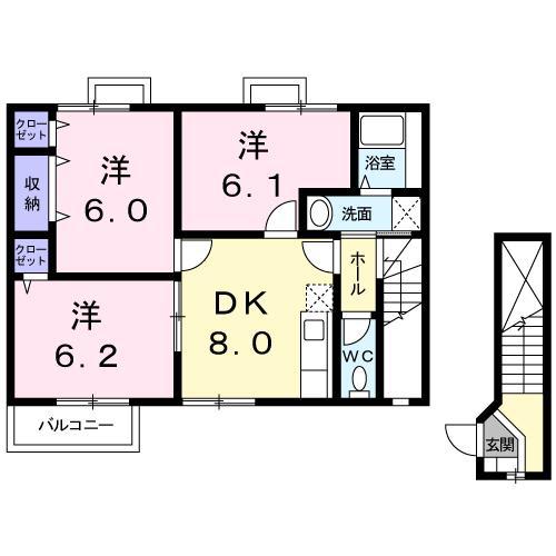 フトゥールムII(3DK/2階)の間取り写真