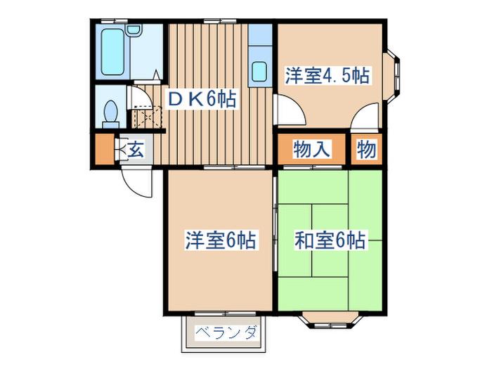 パレドール東仙台C(3DK/2階)の間取り写真