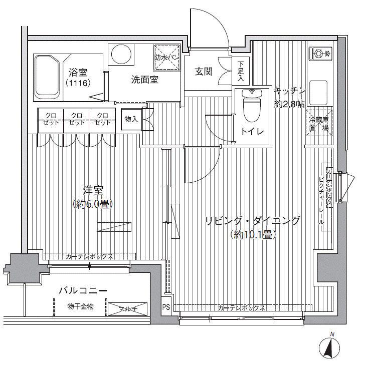 ヒューリックレジデンス茗荷谷(1LDK/2階)の間取り写真