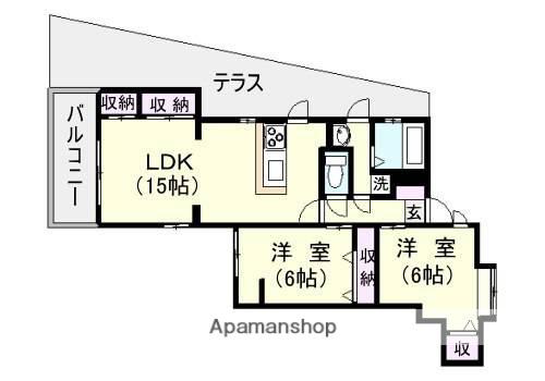 メロー冷水(2LDK/1階)の間取り写真