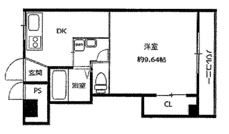 シャトー中島別館(1DK/3階)の間取り写真