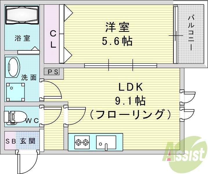 LE COCON(1LDK/2階)の間取り写真