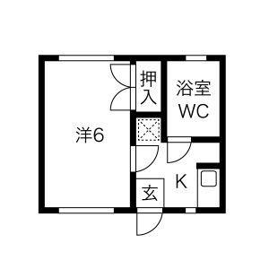 プチローズ(1K/1階)の間取り写真