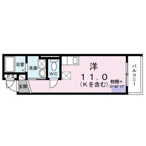 AURORA(ワンルーム/4階)の間取り写真