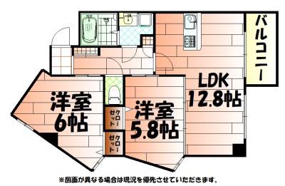 オールセインツ(2LDK/5階)の間取り写真