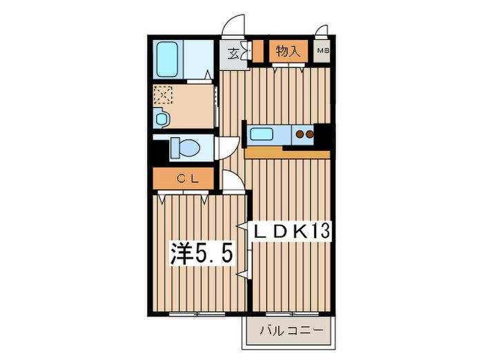 シェ ブラン(1LDK/2階)の間取り写真