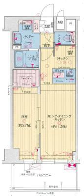 プレサンス神戸セレスティア(1LDK/14階)の間取り写真