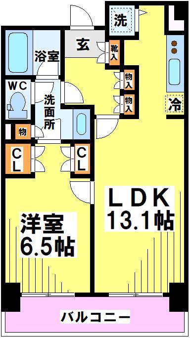 パーク・ノヴァ調布再契約型(1LDK/4階)の間取り写真