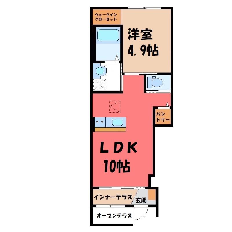 クイーンズタウン(1LDK/1階)の間取り写真