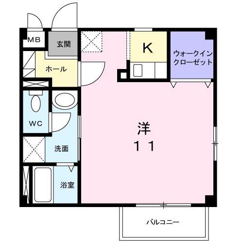 ペルス・ネージュC(ワンルーム/2階)の間取り写真