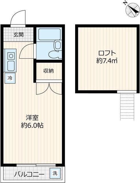 ティモス百合ヶ丘A(ワンルーム/2階)の間取り写真