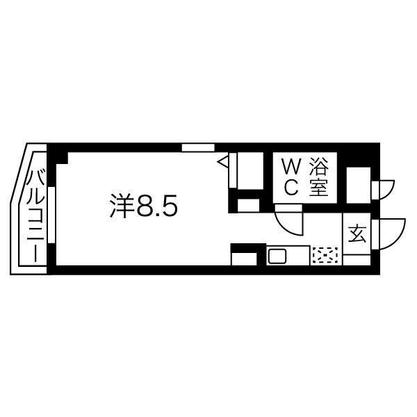 猪名寺パークマンションII(ワンルーム/4階)の間取り写真