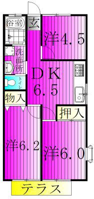 MKルーミー(3DK/1階)の間取り写真