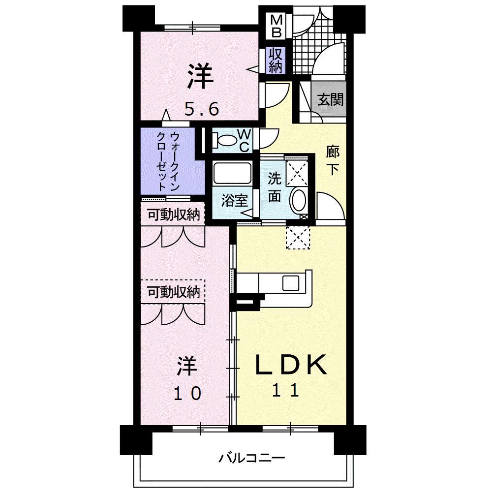 GRAND LEAGA(2LDK/7階)の間取り写真