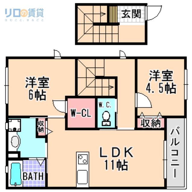 メゾンポステ中山(2LDK/2階)の間取り写真