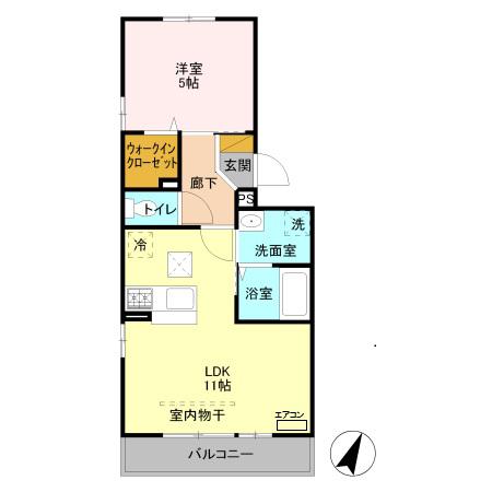 ベルレージュ(1LDK/2階)の間取り写真