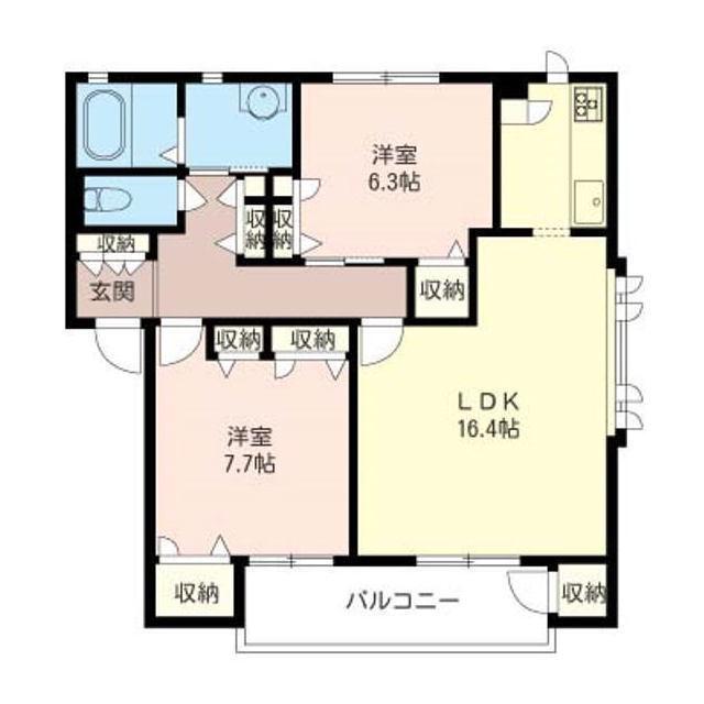 アルファタウン和泉町D(2LDK/1階)の間取り写真