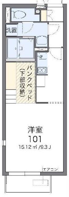 ミランダM・I(ワンルーム/1階)の間取り写真