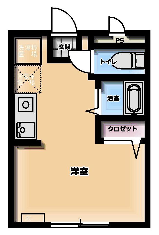 ハイホーム(1K/1階)の間取り写真