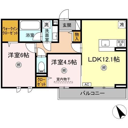 トリシアテラス(2LDK/1階)の間取り写真