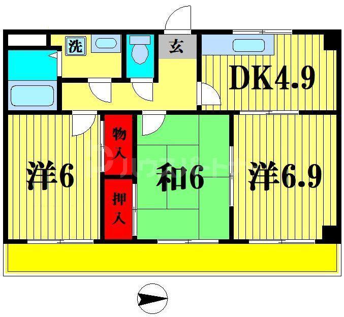 フォーラム21(3K/3階)の間取り写真