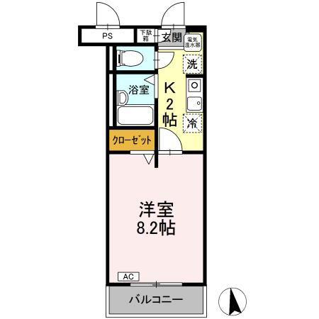 ジュネスメゾンイノウエ(1K/2階)の間取り写真