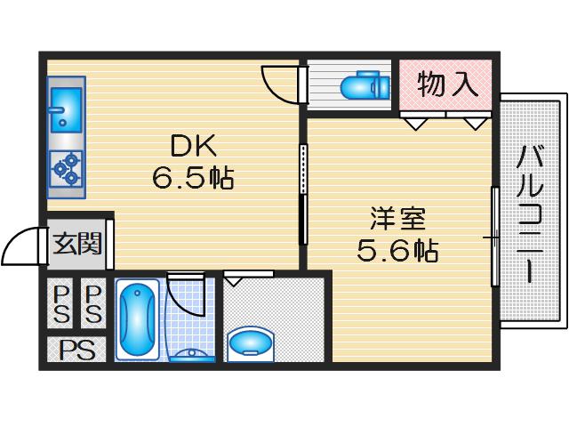 西駅前吉田マンション(1DK/5階)の間取り写真