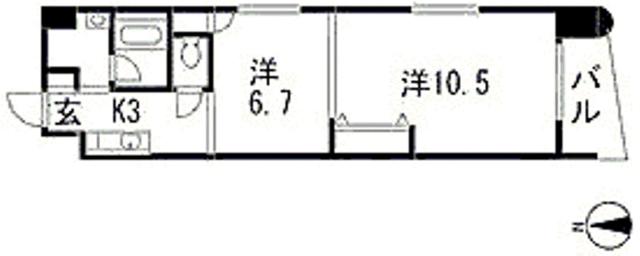 パステロアロッジオ45東蟹屋(2K/7階)の間取り写真
