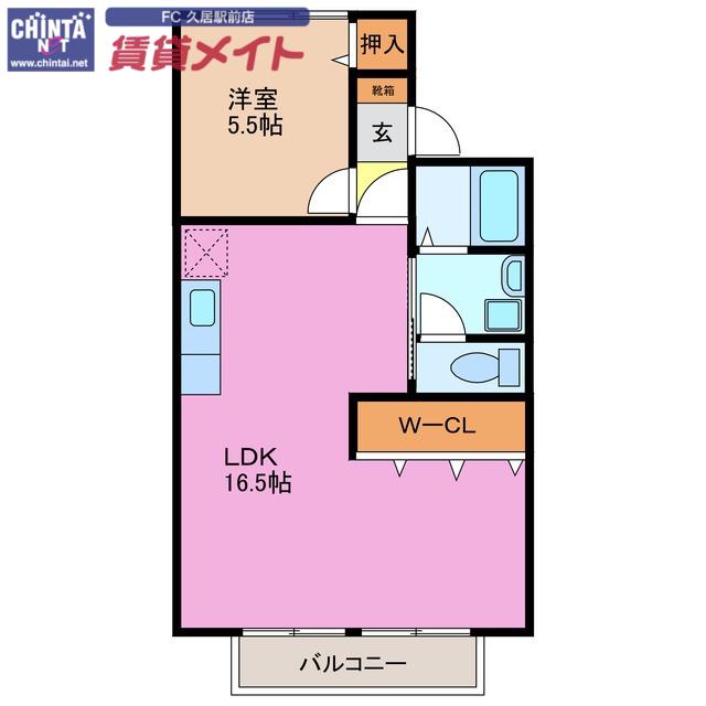 コーポグレイス(1LDK/2階)の間取り写真